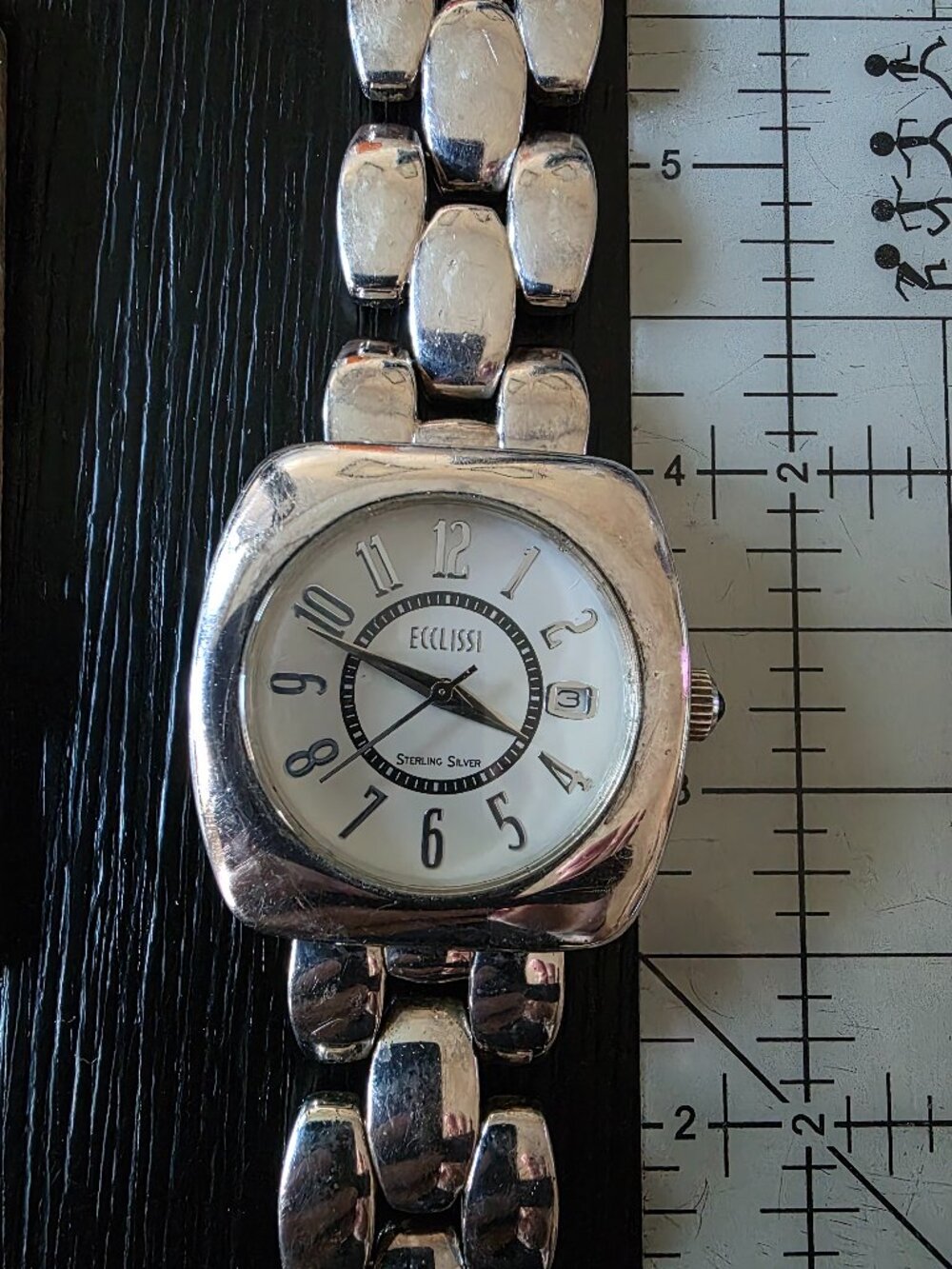 Item #W161 Ecclissi Sterling band and face, square, 7in Women's Watch